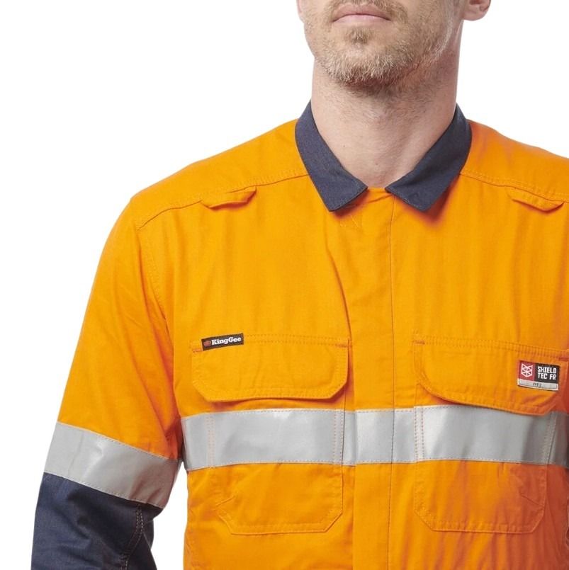 KingGee Y00055 Sheildtec FR HiVis 2-Tone Coverall With FR Tape