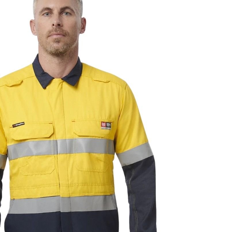 KingGee Y00055 Sheildtec FR HiVis 2-Tone Coverall With FR Tape