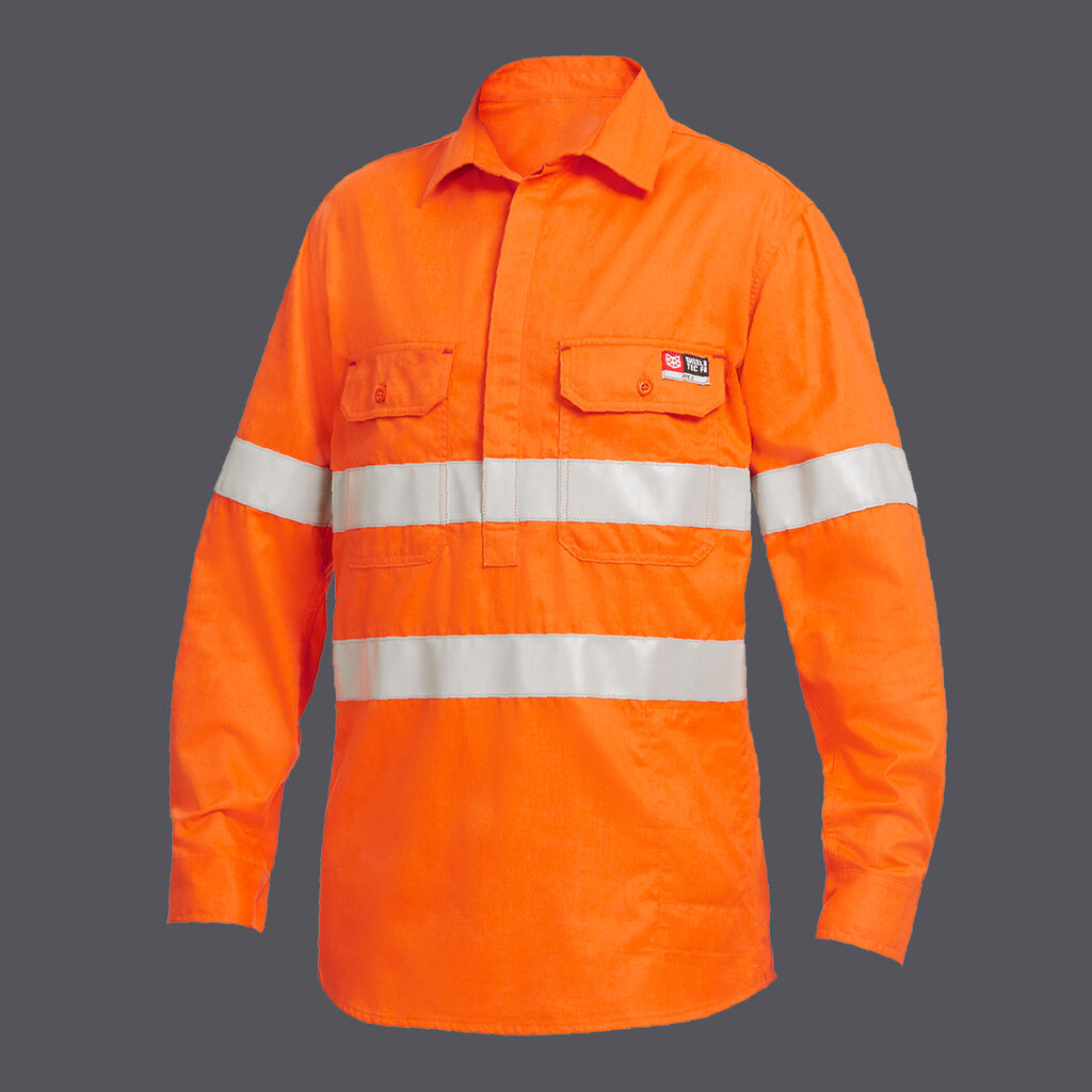 KingGee Y04150 Sheildtec FR Hi Vis Closed Front Taped Shirt
