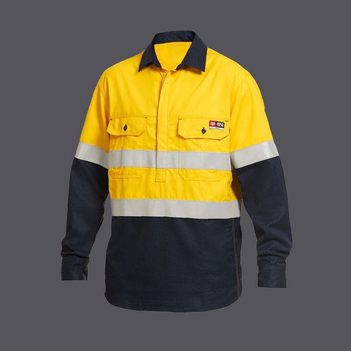 KingGee Y04550 Shieldtec FR HiVis 2 Tone Closed Front Taped Shirt