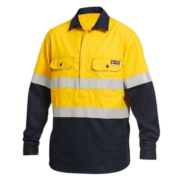 KingGee Y04550 Shieldtec FR Hivis 2tone Closed Front Taped Shirt