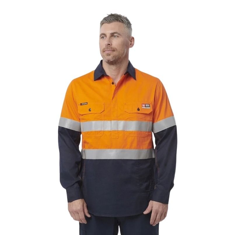 KingGee Y04550 Shieldtec FR Hivis 2tone Closed Front Taped Shirt