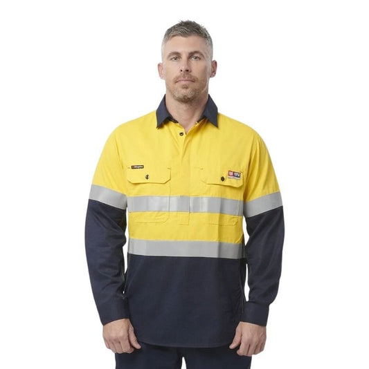 KingGee Y04550 Shieldtec FR Hivis 2tone Closed Front Taped Shirt