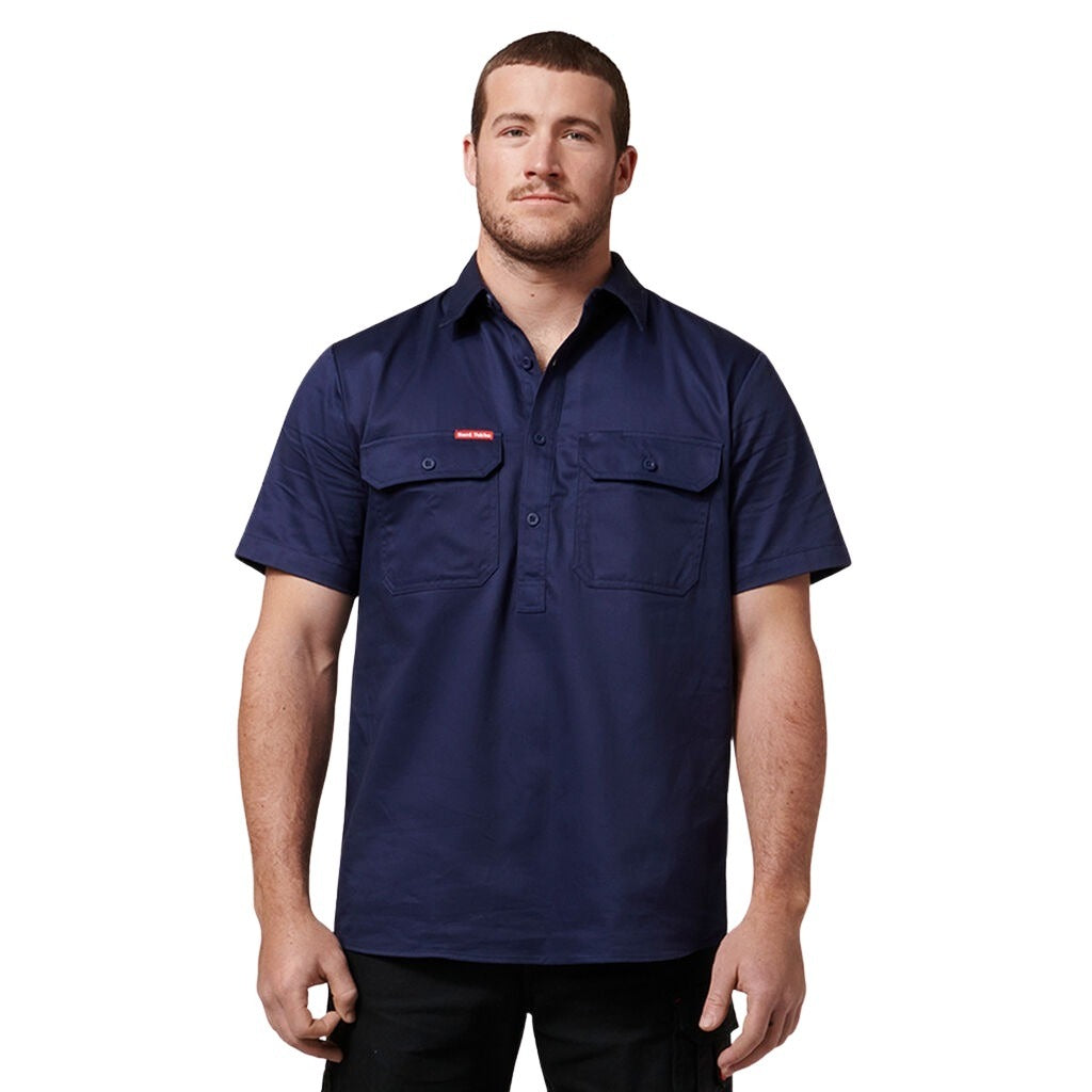 Hard Yakka Y07540 Short Sleeve Closed Front Shirt - Navy - Alternative Front View