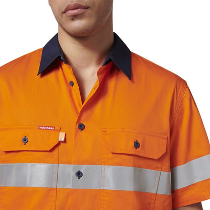 Hard Yakka Y07754 Short Sleeve Hi Vis 2 Tone Taped Vented Shirt