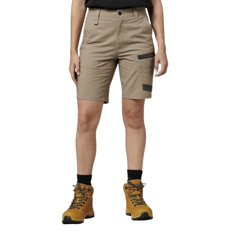 Hard Yakka Y08228 Womens Raptor Mid Short - Desert - Front View