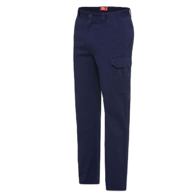Navy blue cargo pants on a white background