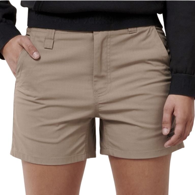 Hard Yakka Y08497 Womens Raptor Short Shorts - Khaki - Detail View