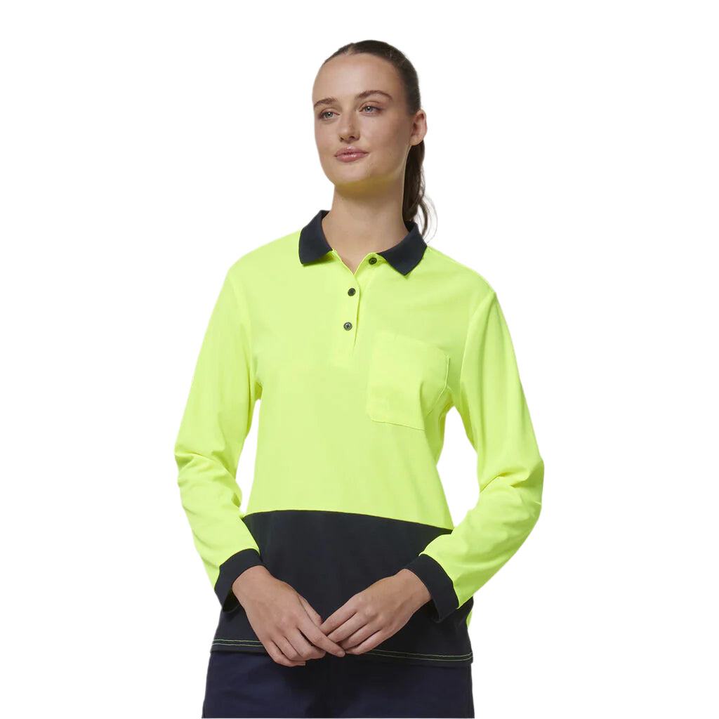 Hard Yakka Y08603 Womens Long Sleeve Hi Vis Polo