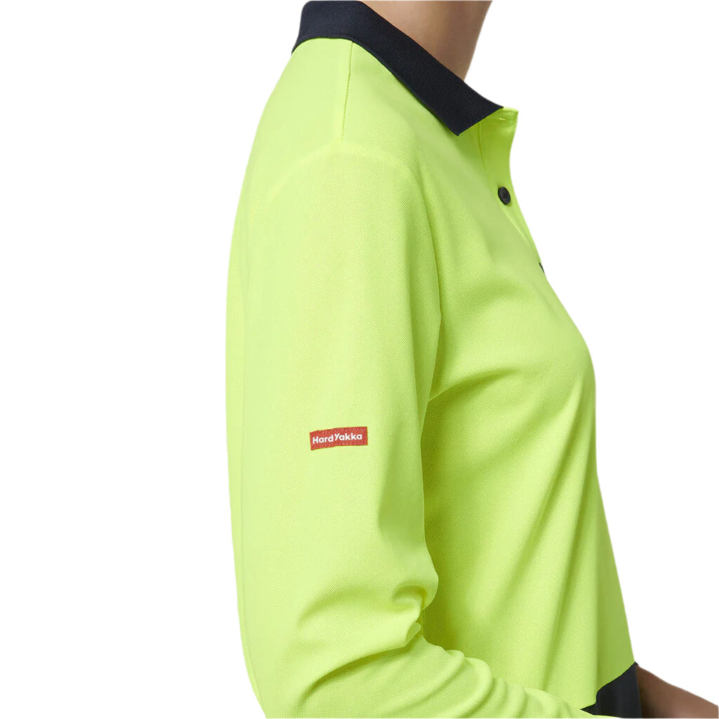 Hard Yakka Y08603 Womens Long Sleeve Hi Vis Polo
