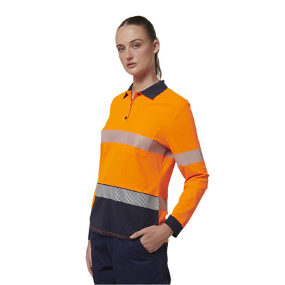Hard Yakka Y08604 Womens Long Sleeve Hi Vis Taped Polo
