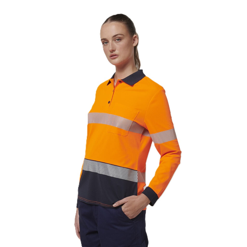 Hard Yakka Y08604 Womens Long Sleeve Hi Vis Taped Polo