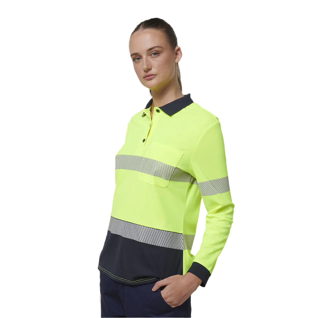 Hard Yakka Y08604 Womens Long Sleeve Hi Vis Taped Polo