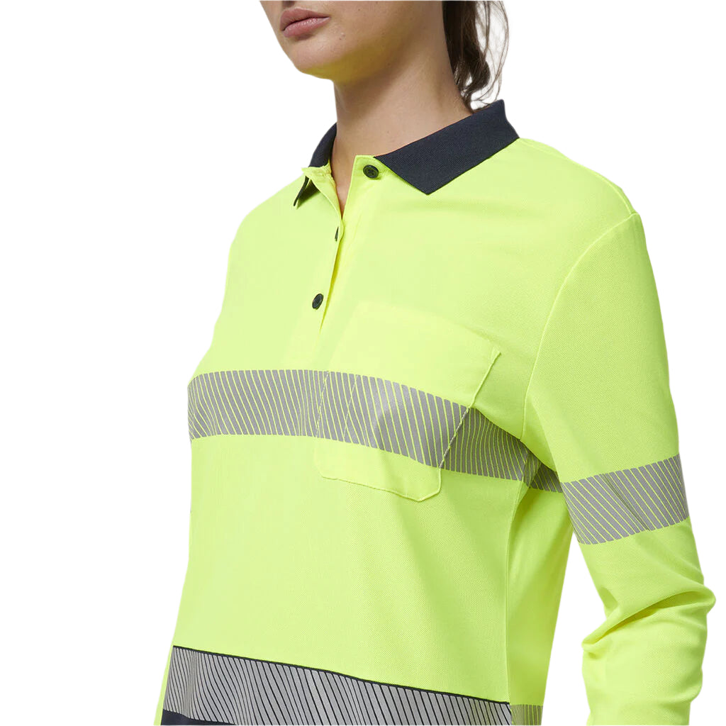 Hard Yakka Y08604 Womens Long Sleeve Hi Vis Taped Polo