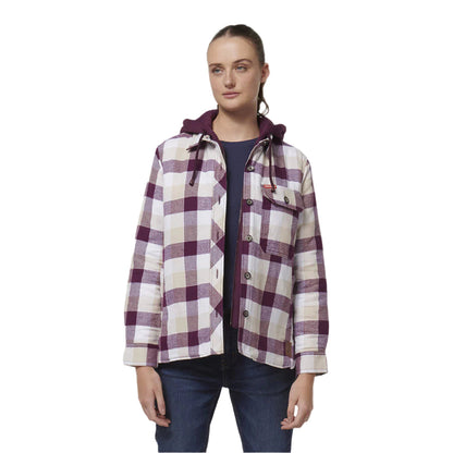 Hard Yakka Y08748 Women's Quilted Shacket - Purple colour - front view