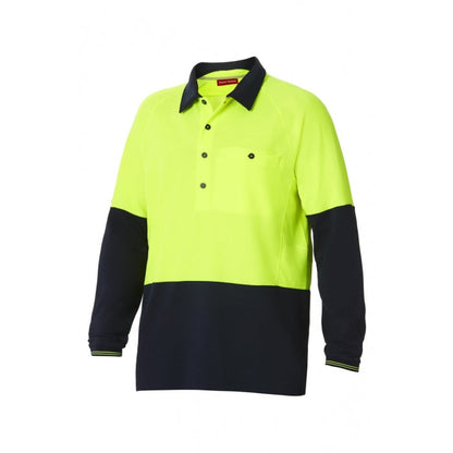 Hard Yakka Y11389 Koolgear HiVisibility Two Tone Long Sleeve Ventilated Polo