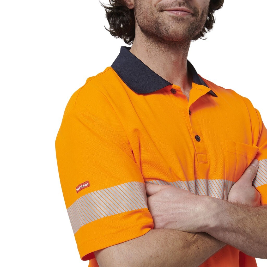 Hard Yakka Y19618 Mens Short Sleeve Hi Vis Taped Polo