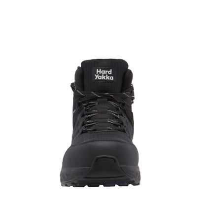Black boot with 'Hard Yakka' branding on a white background