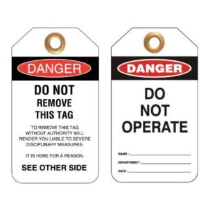 U. Safety Signs UDT300 80X140mm Heavy Duty PVC Tags Pkt 25 - Danger Do Not Operate