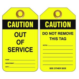 U. Safety Signs UDT314 80X140mm Heavy Duty PVC Tags Pkt 25 - Caution Out Of Service