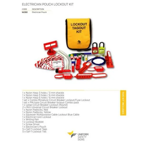 U. Safety Signs UL322 Electrician Pouch Lockout Kit - Image 2