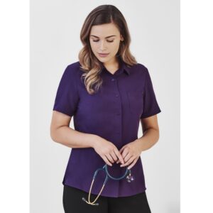 Biz Care CS947LS Womens Florence Plain Short Sleeve ShirtBiz Care CS947LS Womens Florence Plain Short Sleeve Shirt