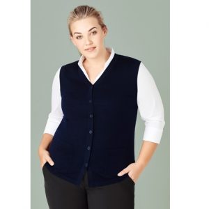 Biz Care CK961LV Ladies Button Front Knit Vest