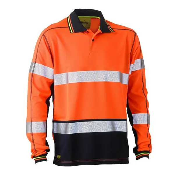 Bisley BK6219T Taped Two Tone HiVis Polyester Mesh L/S Polo Shirt