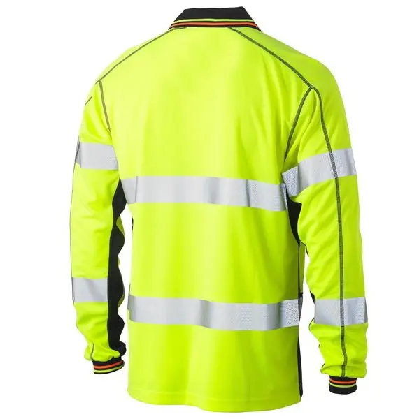 Bisley BK6219T Taped Two Tone HiVis Polyester Mesh L/S Polo Shirt - Image 4