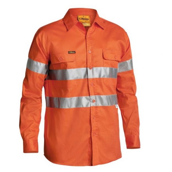 Bisley BT6482 HiVis 3M Reflective Tape Mens Drill L/S Shirt