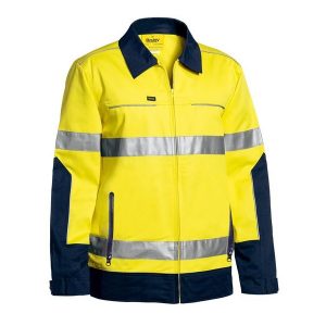 Bisley BJ6917T 3M Taped Two Tone HiVis Liquid Repellent Cotton Drill Jacket
