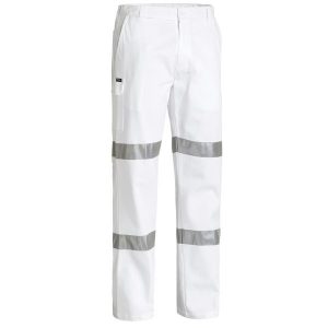 Bisley BP6808T 3M Taped Cotton Drill White Work Pant