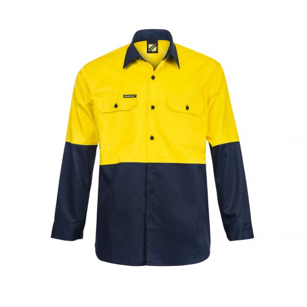 Workcraft WS3022 HiVis Two Tone L/S Cotton Drill Shirt