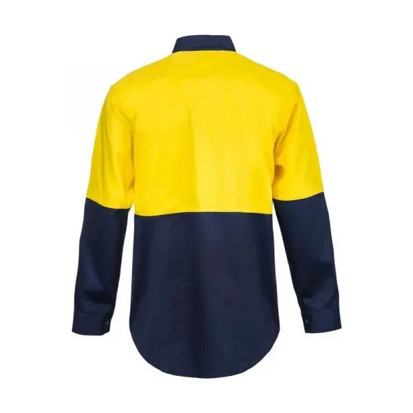 Workcraft WS3032 HiVis Two Tone Long Sleeve Cotton Drill Shirt with Press Studs - Image 4