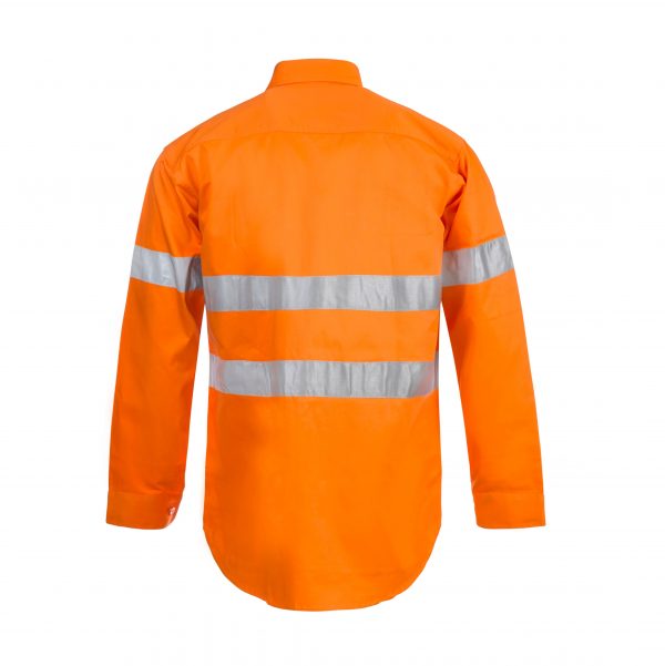 Workcraft WS4002 HiVis L/S Cotton Drill Shirt with CSR Reflective Tape - Image 2