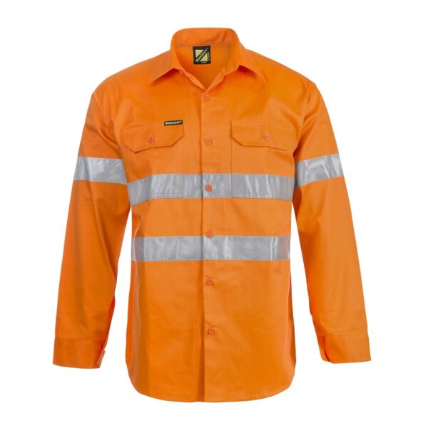 Workcraft WS4002 HiVis L/S Cotton Drill Shirt with CSR Reflective Tape