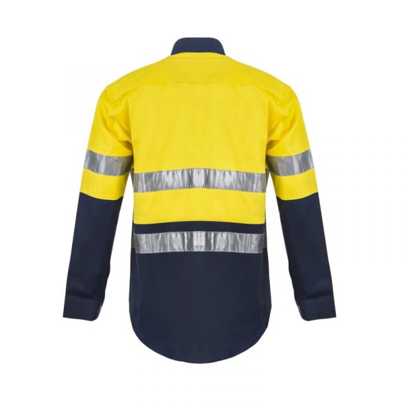 Workcraft WS3028 HiVis Two Tone Long Sleeve Cotton Drill Shirt - Image 4