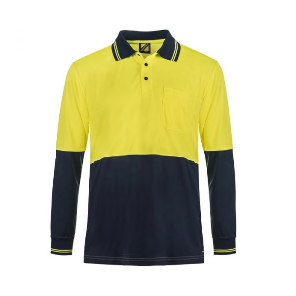 Workcraft WSP202 HiVis 2 Tone L/Sleeve Polo With Pocket - Image 3