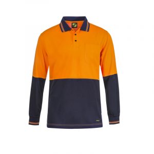 Workcraft WSP402 Hi Vis Two Tone L/S Cotton Back Polo with Pocket