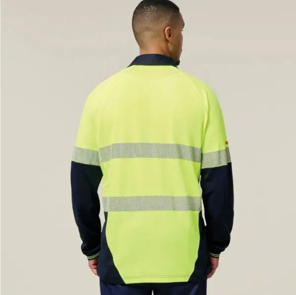 Hard Yakka Y11379 Koolgear HiVisibility Two Tone Long Sleeve Ventilated Polo With Segmented Tape - Image 2