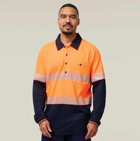 Hard Yakka Y11379 Koolgear HiVisibility Two Tone Long Sleeve Ventilated Polo With Segmented Tape - Image 5