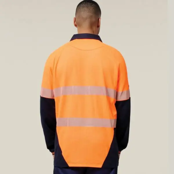 Hard Yakka Y11379 Koolgear HiVisibility Two Tone Long Sleeve Ventilated Polo With Segmented Tape - Image 6
