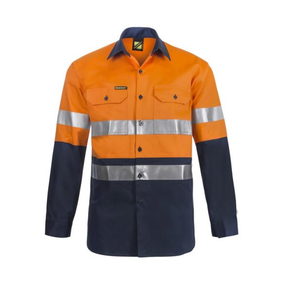 Workcraft WS3028 HiVis Two Tone Long Sleeve Cotton Drill Shirt