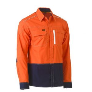 Bisley BS6177 Flex&Move™ Two Tone HiVs Stretch Utility L/S Shirt