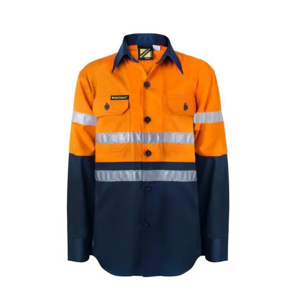 Workcraft WSK125 DISCONTINUED Kids HiVis 2 Tone L/Sleeve Shirt 3M Tape - Image 7