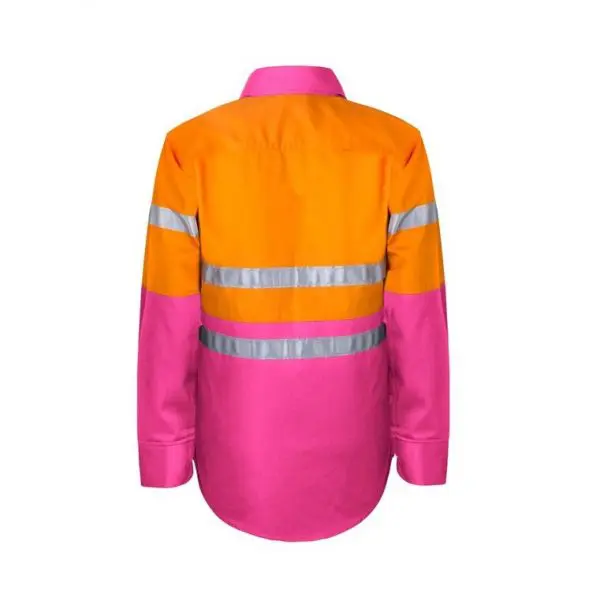 Workcraft WSK125 DISCONTINUED Kids HiVis 2 Tone L/Sleeve Shirt 3M Tape - Image 2