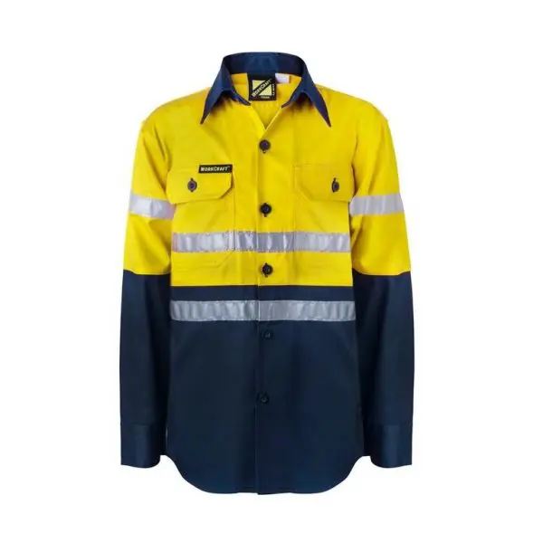 Workcraft WSK125 DISCONTINUED Kids HiVis 2 Tone L/Sleeve Shirt 3M Tape - Image 5