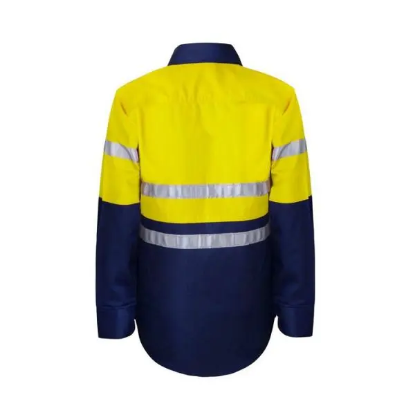 Workcraft WSK125 DISCONTINUED Kids HiVis 2 Tone L/Sleeve Shirt 3M Tape - Image 6