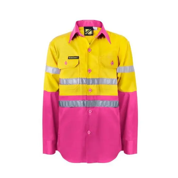 Workcraft WSK125 DISCONTINUED Kids HiVis 2 Tone L/Sleeve Shirt 3M Tape - Image 3