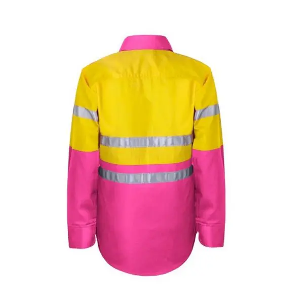 Workcraft WSK125 DISCONTINUED Kids HiVis 2 Tone L/Sleeve Shirt 3M Tape - Image 4